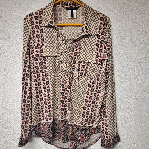 Women Blouse Top by BCSG Max Azria - Size Large - Long Sleeve - Picture 1 of 5